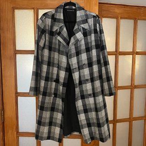 Grey Check Oversized Pea Coat Tall